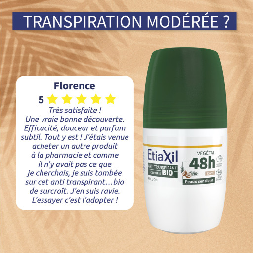 Etiaxil Anti-transpirant Végétal 48h certifié BIO parfum coco