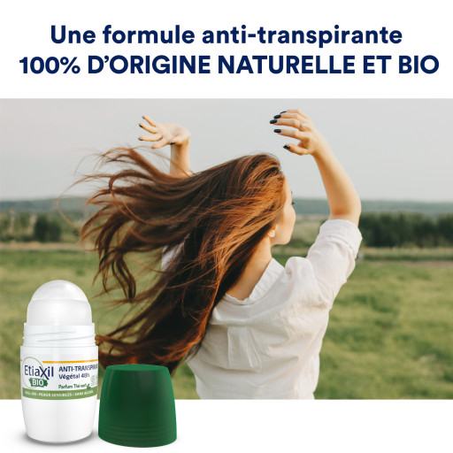 Etiaxil Anti-transpirant Végétal 48h certifié BIO parfum thé vert