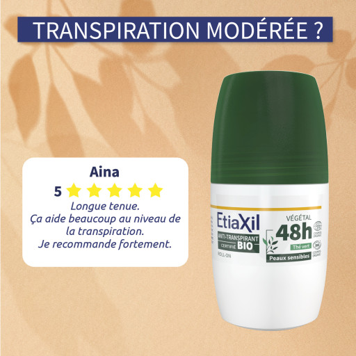 Etiaxil Anti-transpirant Végétal 48h certifié BIO parfum thé vert