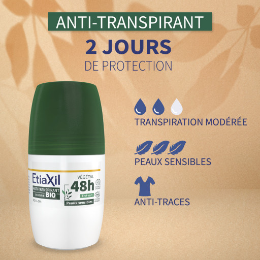 Etiaxil Anti-transpirant Végétal 48h certifié BIO parfum thé vert
